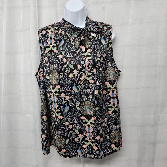 Modcloth Tank Peacock Art Deco Black Whimsigoth Goth Boho Floral 1X - Picture 11 of 11